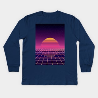 Retro Wave Sunset Pattern |  Positivity Kids Long Sleeve T-Shirt